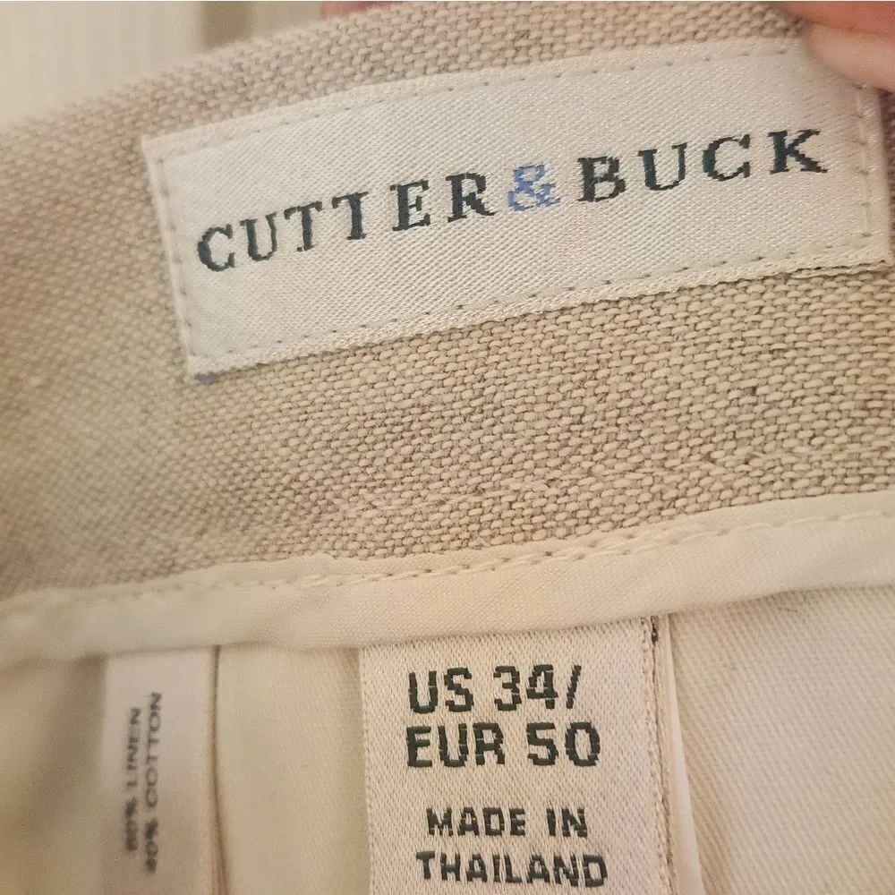 Cutter&Buck 34 Beige LINEN Blend Pockets BeltLoops Women’s Shorts